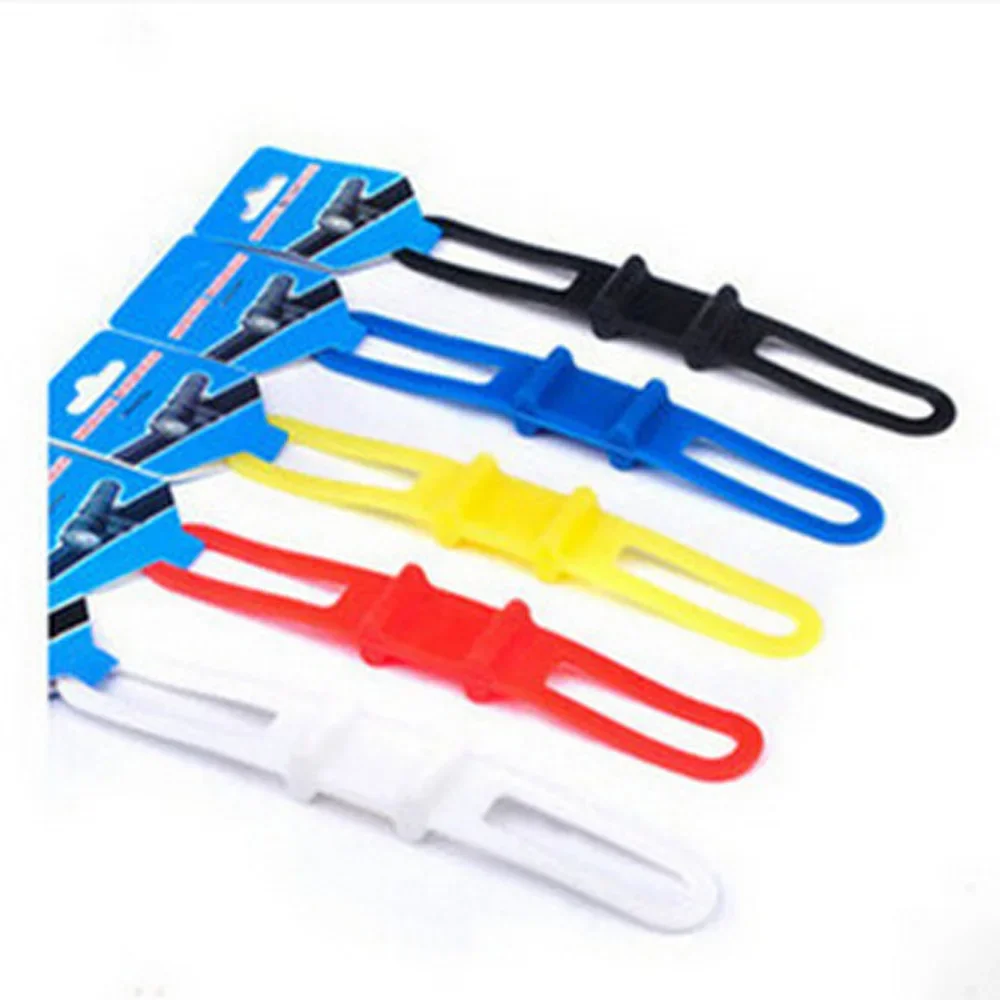1Pc Bicycle Handlebar Silicone Strap Band Cycling Light Holder Mountain Road Bike Torch Flashlight Elastic Bandage Accessories