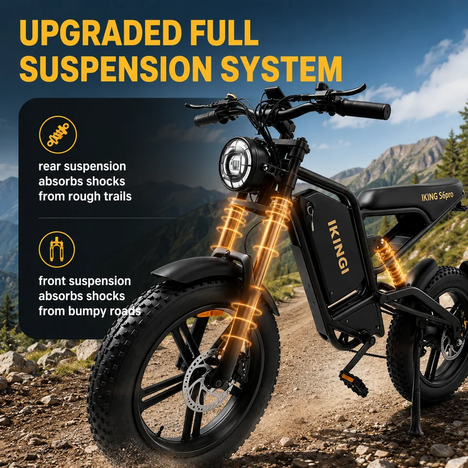 Off‑Road Ebike 1500W Peak Motor 60V 22Ah Battery 50Miles Assist Range 3 Riding Modes 7‑Speed 20 Inch Fat Tire Electric Bike for Men Women image 6