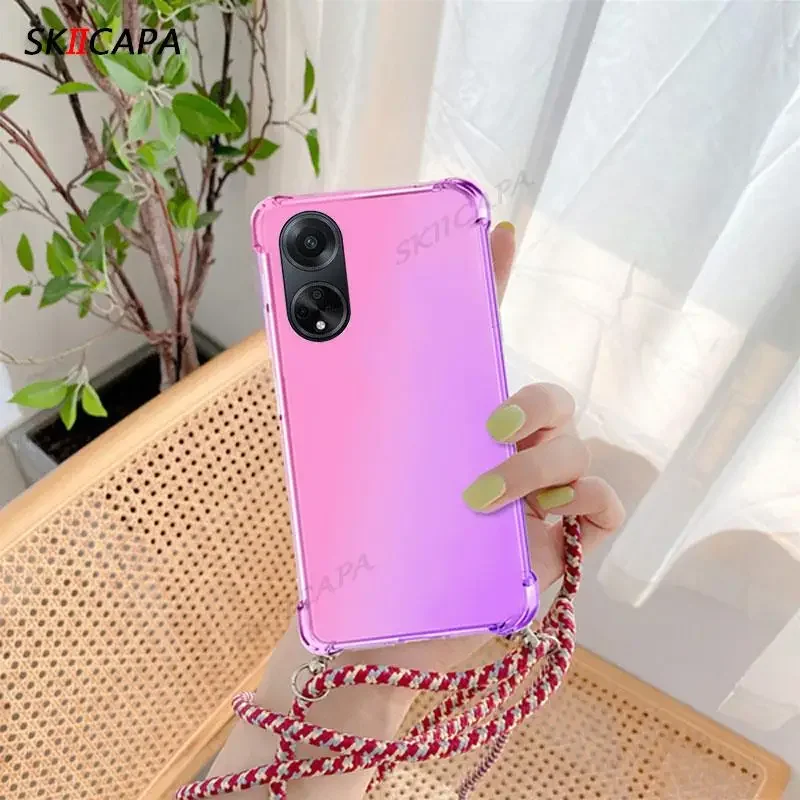 ل ممن لهم A98 5 جرام لينة الحبل قلادة Crossbody الحبل سلسلة سيليكون الحال بالنسبة ممن لهم A58 A1X A97 A77S A57E وسادة هوائية واقي من السيليكون