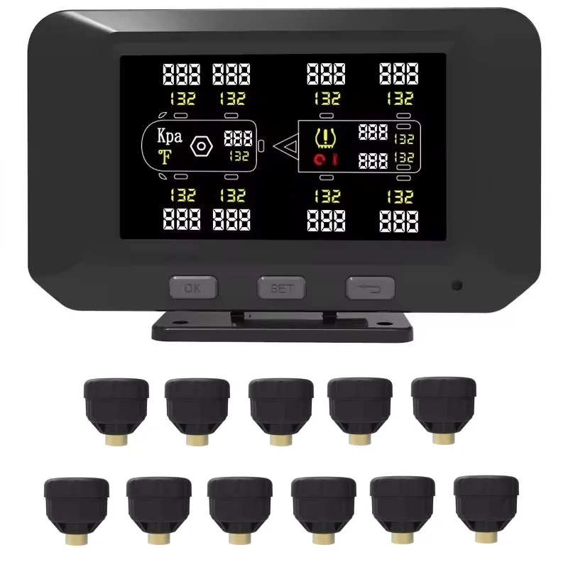 نظام مراقبة ضغط الإطارات Porcsi أفضل Tpms للشاحنات RVs، MotorHomes، العجلات الخامسة، المدربين والمقطورة مع مستشعر 2-12 #4