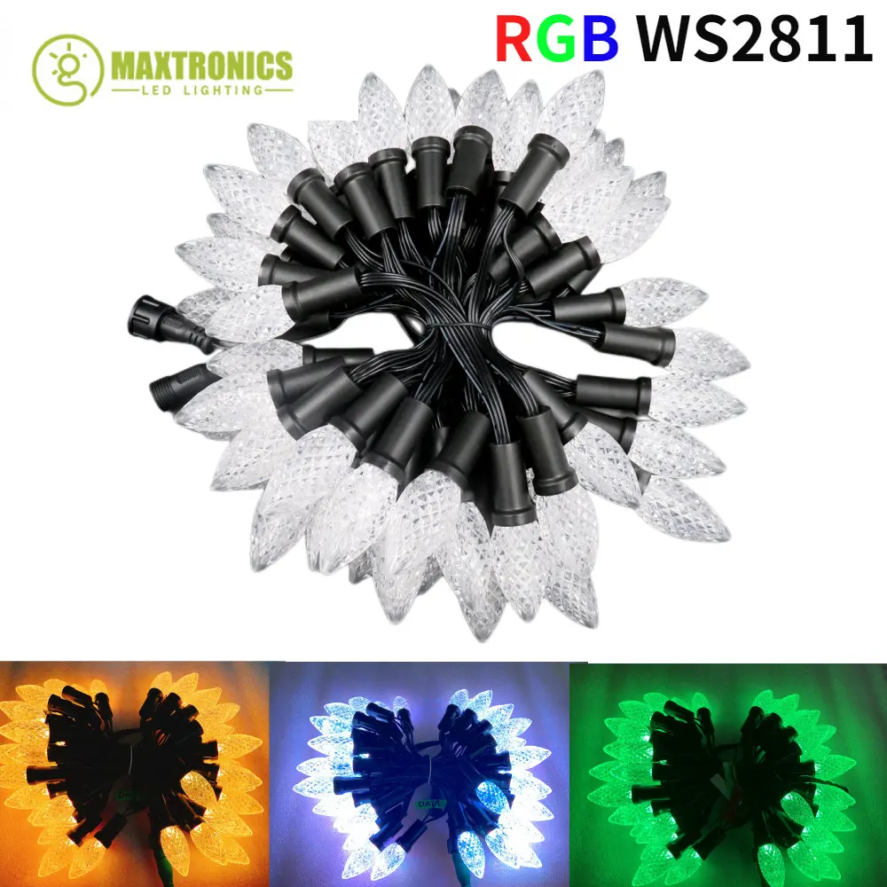 

50pcs DC12V WS2811 RGB Pixel Light LED Modules C9 Addressable Programming IP68 Waterproof Connector For Holiday Outdoor Decor