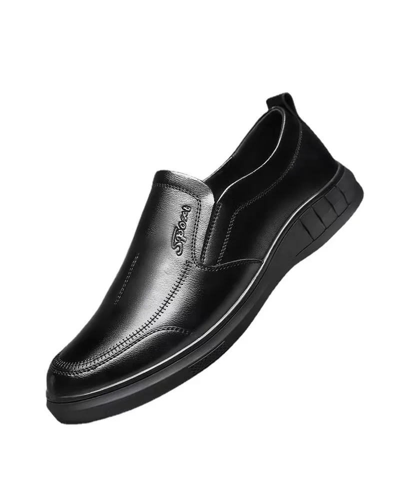 2024 New Leather Shoes Men\'s Super Fiber Leather Black Business Dress Comfortable and Breathable Casual Shoes