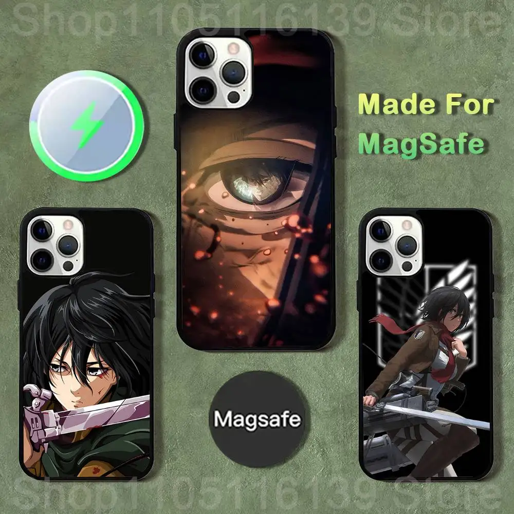 

Phone Case For iPhone 17,16,15,14,13,12,11,Pro,Max,Plus,Mini,SE4,E A-Attack T-Titan M-Mikasa Magnetic Magsafe Wireless Charging