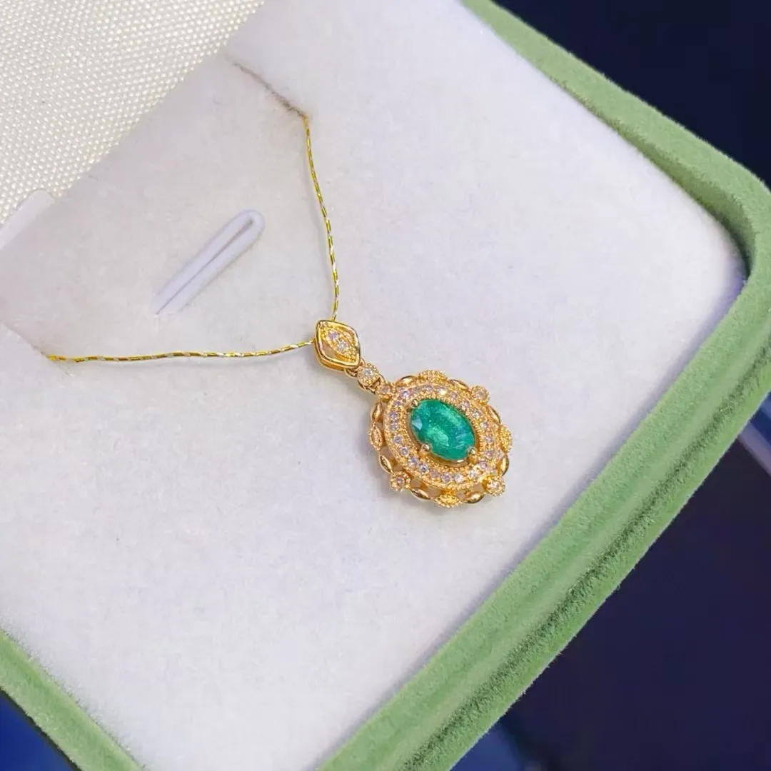 

Сертификат, настоящий AU750, 18-каратное желтое золото, подвеска с натуральным бриллиантом, инкрустация 0,45 карата, яркий натуральный изумруд, винтажные роскошные ювелирные изделия Bucci