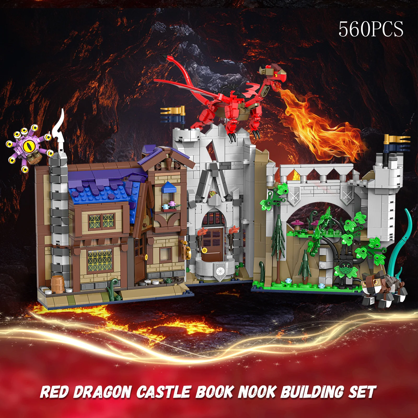 

Idea Movie Scenes Building Block Dragon Dungeon Folding Bookend Construction Brick Model Sets Toys Collection For Kids Gift