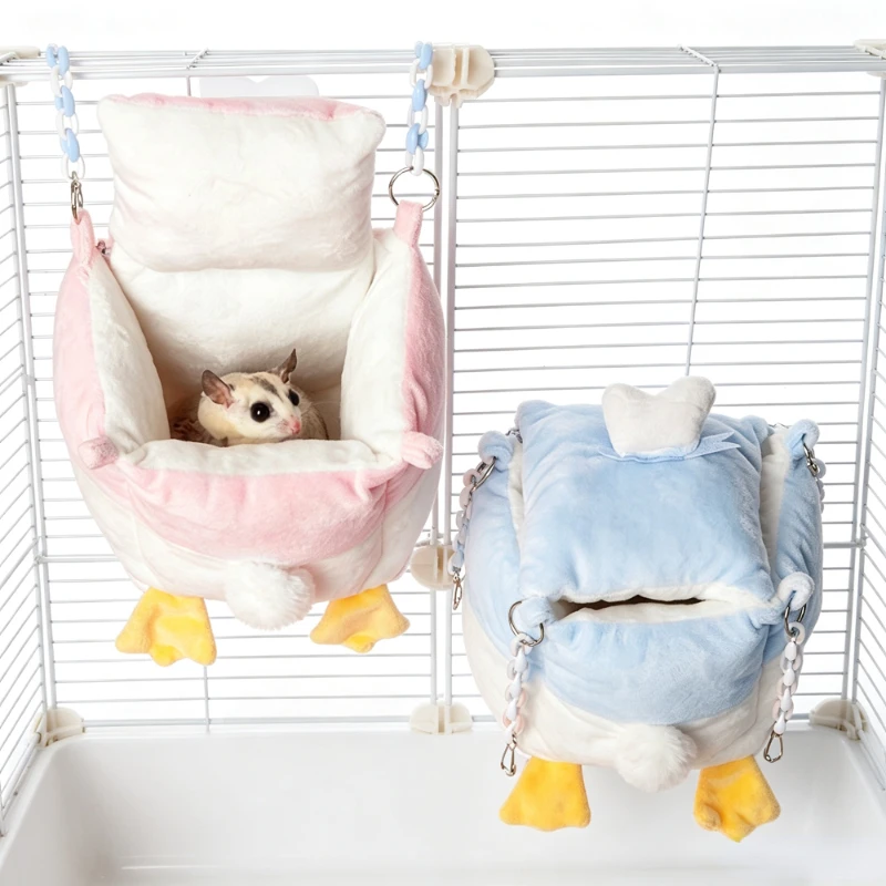 Hanging Sugar Gliders Rat Hammock for Cage Warm Sleeping Nest Bed with Privacy Cover Hamster Small Pet Thick Soft Cotton Bed