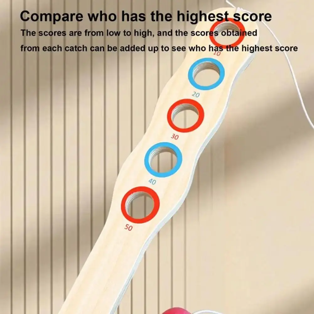 Paddle in legno Gioco con la palla da paddle in legno Palla rossa Gioco con la palla di rimbalzo Palla bersaglio in legno educativa leggera