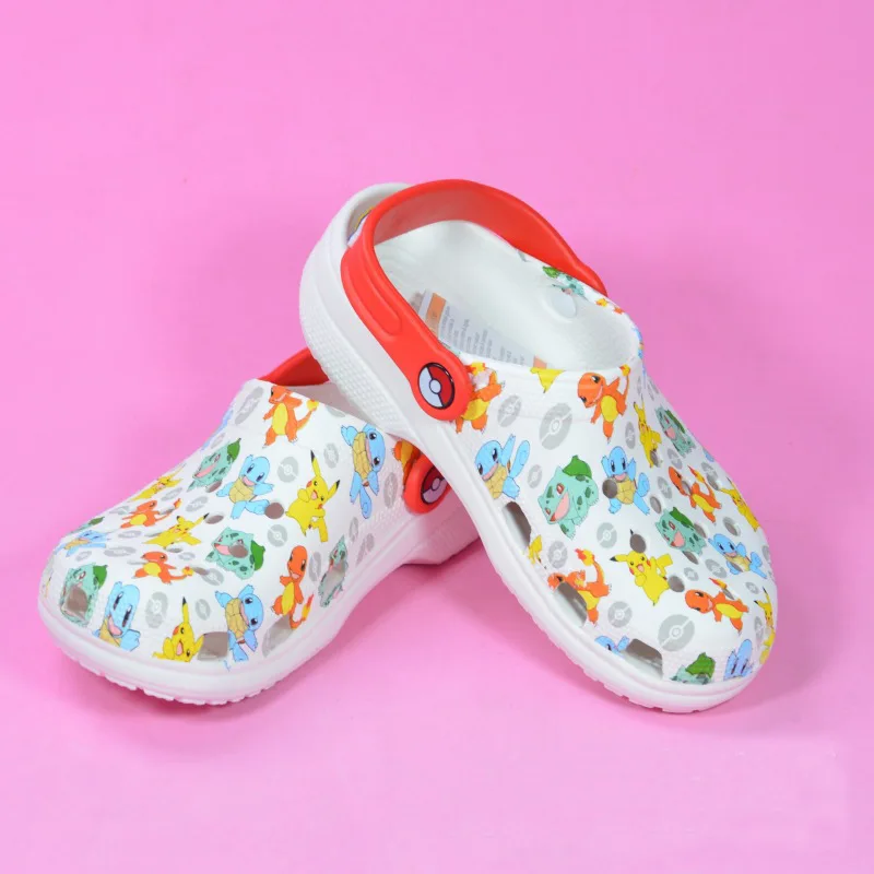 

Summer Miniso Pokemoned Children'S Hole Sandals Pikachued Beach Shoes And Slippers Breathable And Wear Resistant Baotou Slippers