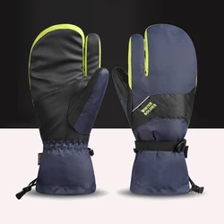 Guantes de esquí con pantalla táctil para hombre y mujer, manoplas deportivas de ciclismo, resistentes al viento, de muñeca larga, cálidas, impermeables, para Snowboard, para invierno, 3/5 dedos