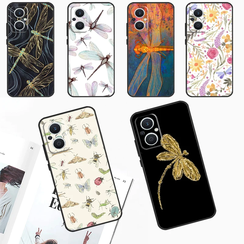 Dragonfly Insect Pattern Case For OPPO Reno 8 10 Pro 4Z 5Z 8T 4 5 6 7 Lite OPPO Find X6 Pro X3 X2 Neo X5 Lite Cover