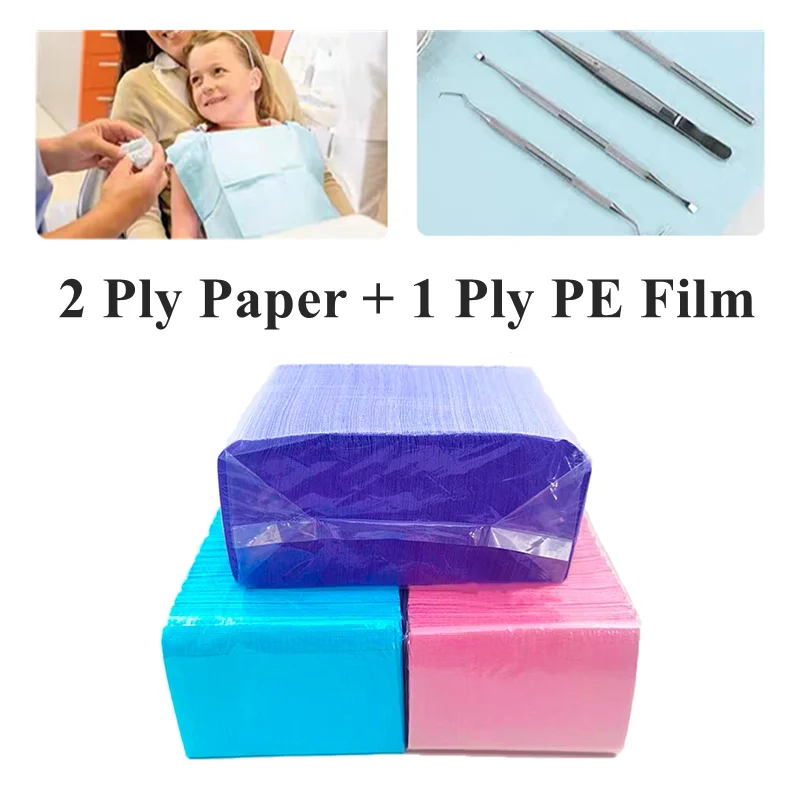 JUMTOP 125Pcs Dental Bids Disposable Tattoo Clean Pad Tattoo Bibs Table Covers Clean Pad Patient Dentists Napkins