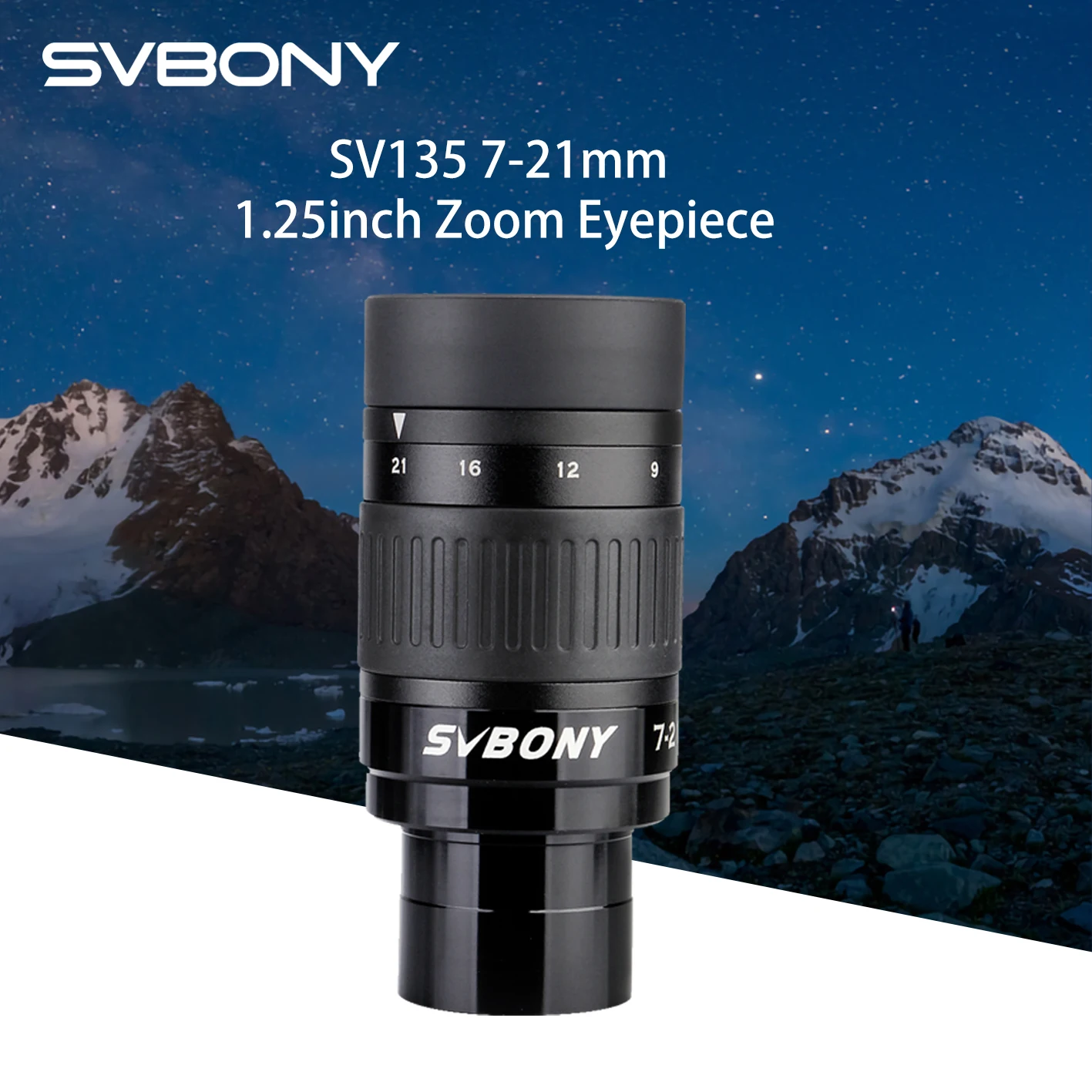 

Svbony SV135 Zoom Eyepiece,7-21mm 1.25 Inch Telescope Eyepiece,6 Element 4 Group Telescope Accessories for Astronomic Telescopes