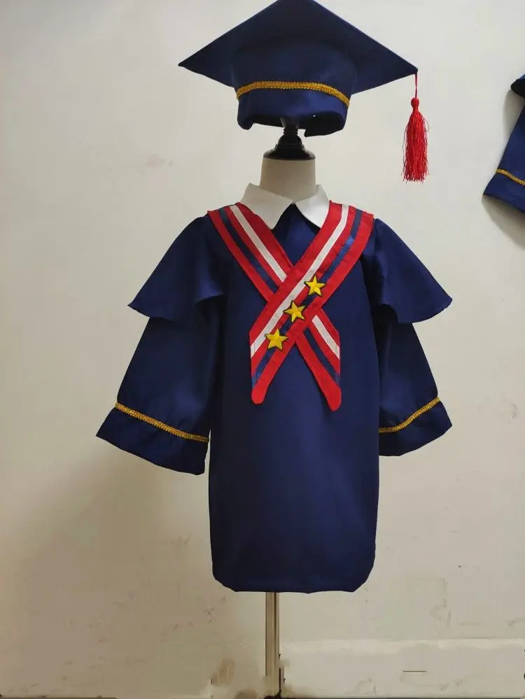 Kids Children School Uniform Stage Performance Cosplay Clothes Photograph Costume Students Bachelor Graduation Gown Hat Suit