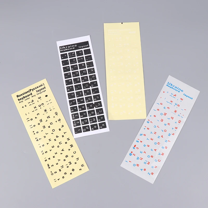 1pc Russian /Ukraine Smooth Round Keyboard Sticker Language Protective Film Layout Button Letters PC Laptop Accessories