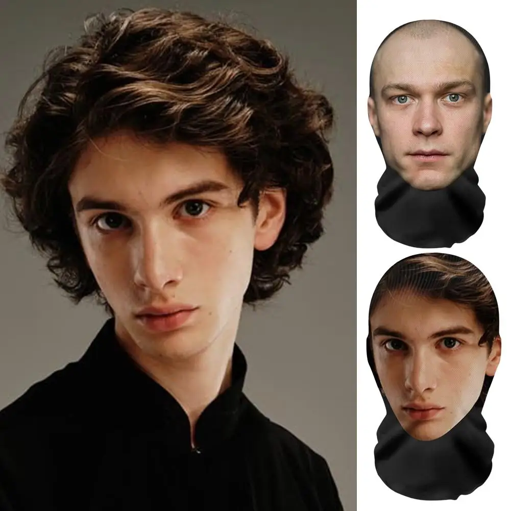 Maska 3D bezszwowa Yura Borisov, nakładka na głowę, John Pork, uśmiechnięta, rekwizyty do cosplay na imprezę, ochrona przed promieniowaniem UV, wzór Ronaldo