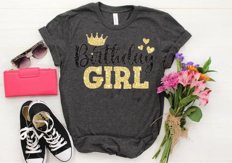The Birthday Girl Shirt Party Squad Youth Birthday Girl  Short Sleeve Top Tees O Neck Streetwear harajuku Fashion 100% Cotton