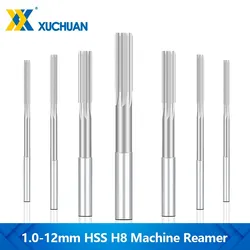  HSS Machine Reamer H8 1.0-12mm Chucking Reamer Sraight Flute Reamer Common Round Shank Milling Cutter Tool