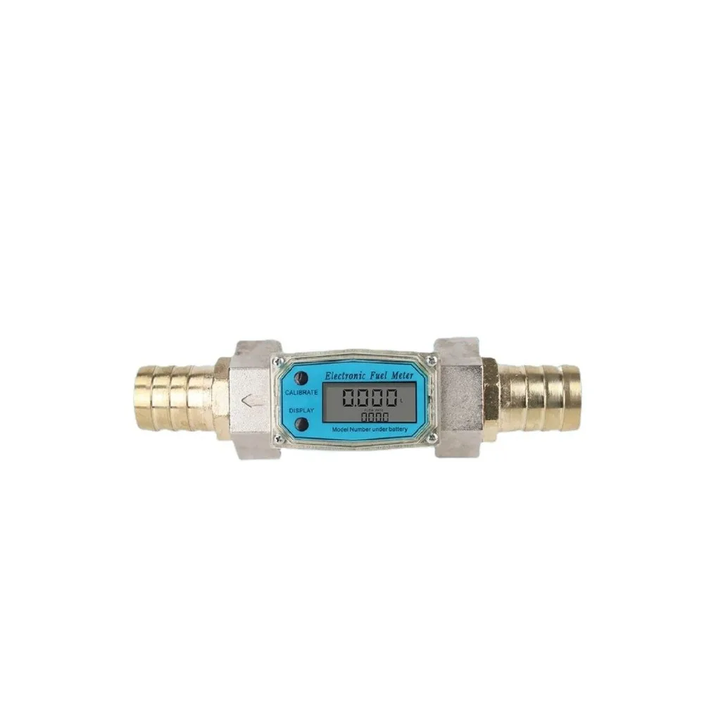 Electronic Turbine Flowmeter for Liquid Measurement Diesel Water Inline Pipe Flow Meter LCD Display Aluminum Alloy Stainless