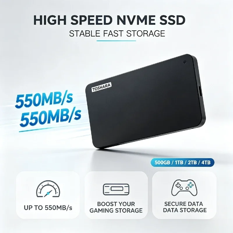 toshara-a3-ポータブルssd-550mb-s-500gb-1tb-2tb-4tb。ps5、デスクトップpc、ノートpc、macに対応。暗号化バックアップ機能付き。ゲーム用ストレージとして最適。