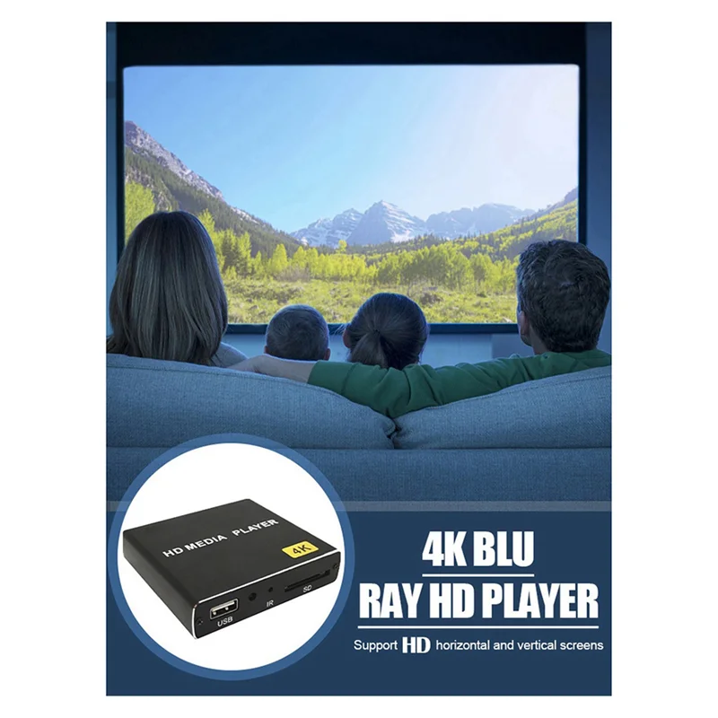 FORW-2X Mini 4K HDD Media Player 1080P Horizontal And Vertical Digital Video Player With USB Drive/SD Cards US Plug