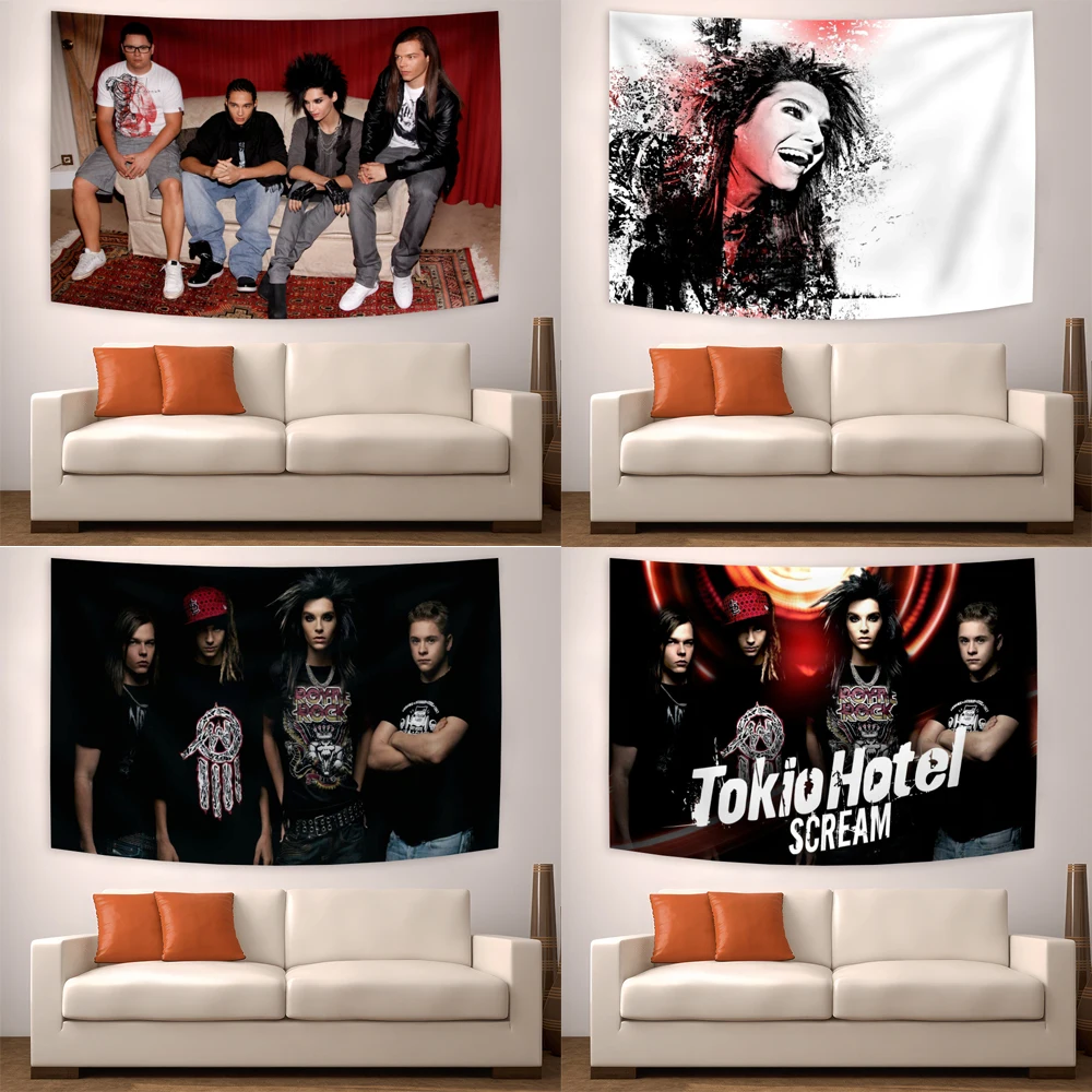 90x150cm German Rock Band Singer Poster arazzo da parete Tokio Hotel stampato arazzi sfondo panno