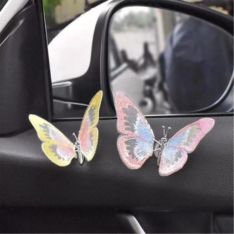 Moving Crystal Butterfly Car Ornament Wind Activated Wing Motion Dashboard Decoration Universal Vehicle Accessory - Image 3