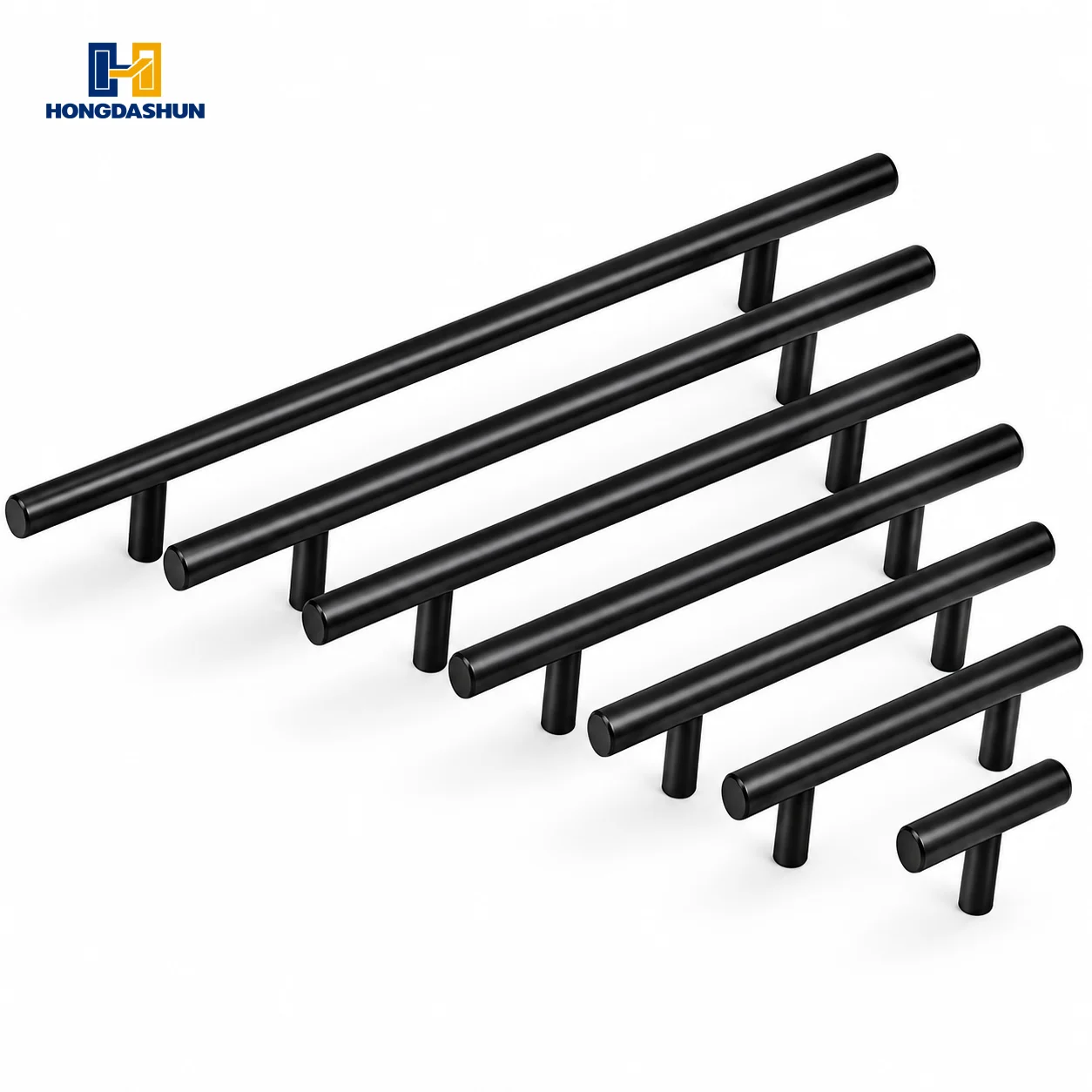 8PCS Möbelgriffe Kleiderschrank Türgriff Edelstahl Schubladengriff T Bar Gerade Küche Langer Schrank Schrankknopf Schwarz Silber