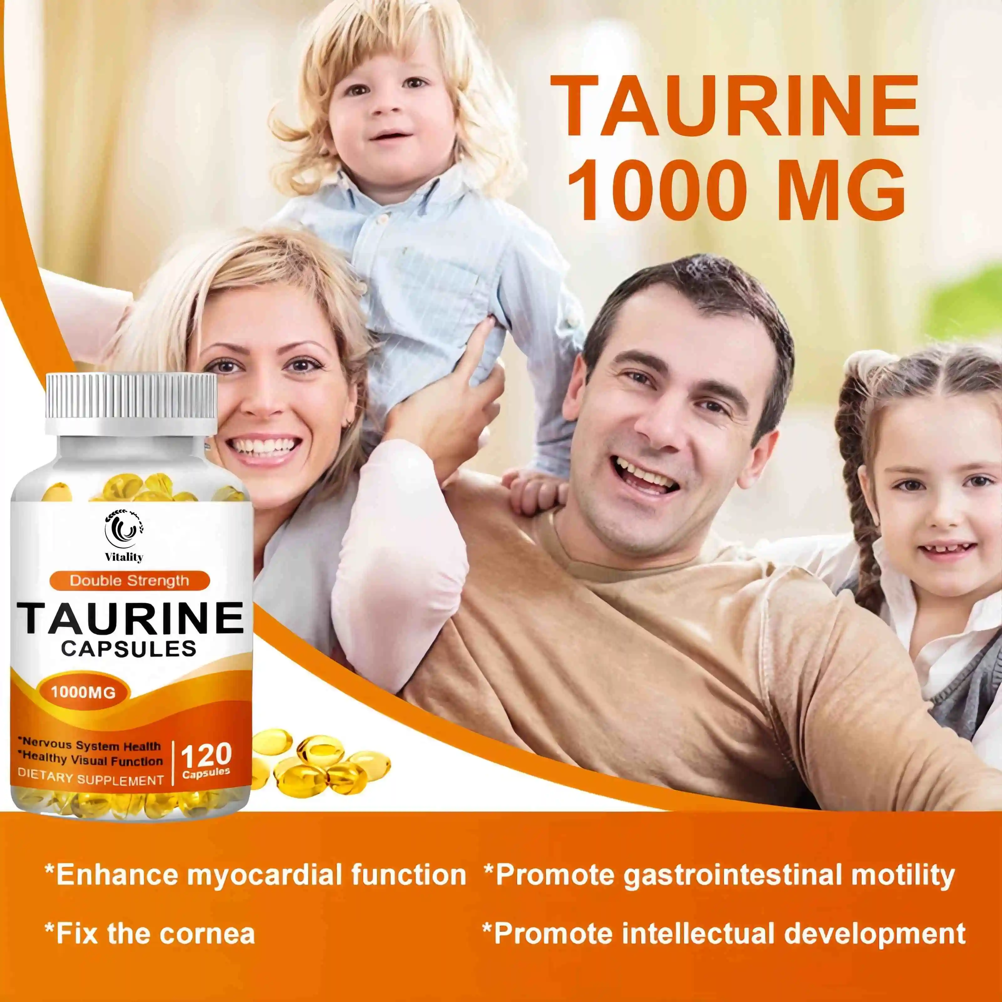 Taurine Capsule for Antioxidant,Brain & Heart Health - Amino Acid Supplement Help Calm, Relaxed Mood For Adult