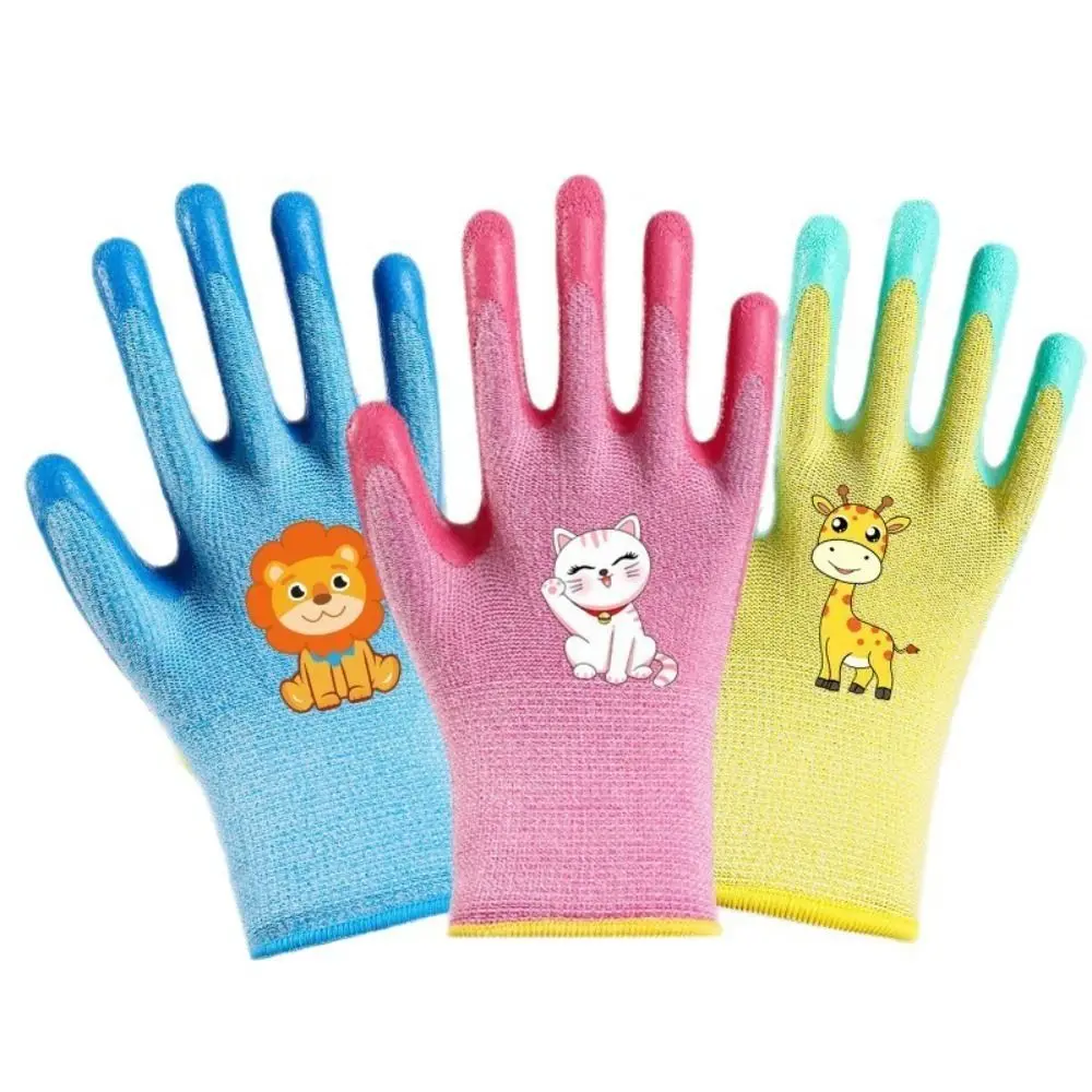 

Прочные водонепроницаемые рабочие перчатки, дышащие, с мультяшным рисунком, для сада, нескользящие, детские защитные перчатки для садовых работ