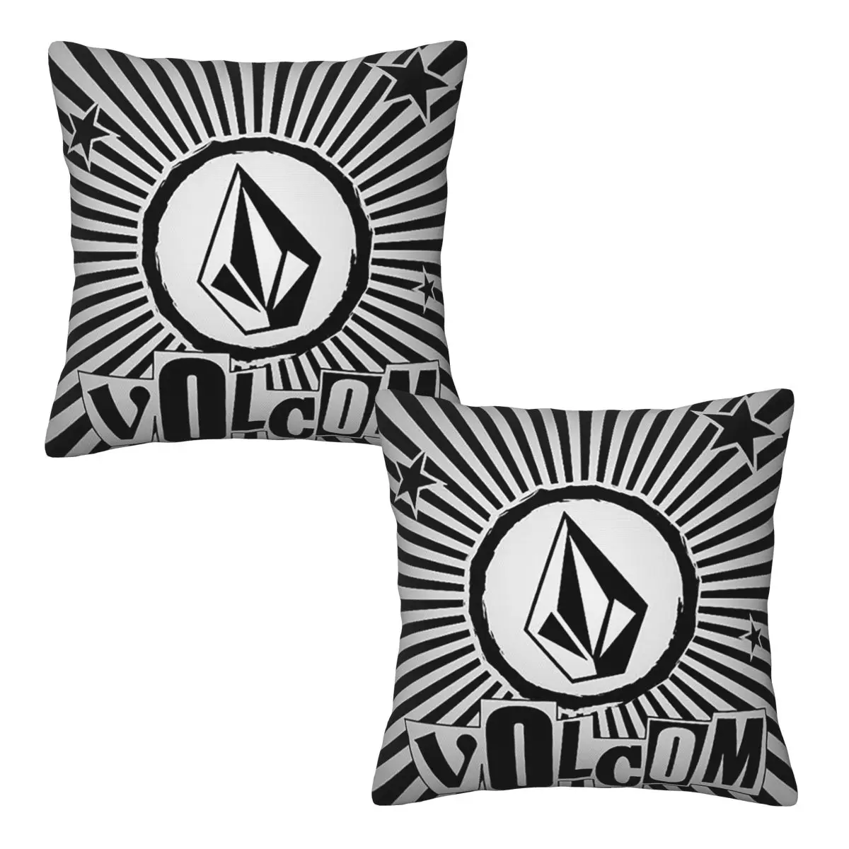 V-Volcom Logo 2 قطعة غطاء وسادة مربع وسادة وسادة بسحاب ديكور مريح لغرفة النوم المنزلية
