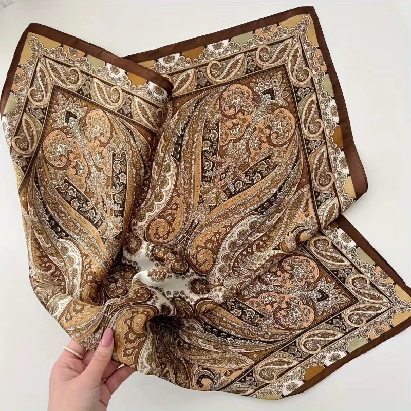Mode Paisley Print Seide Haarbänder Schal Frauen 2025, Neue Elegante Bandana Halstuch Kopf Bands Foulard Weibliche Schals – Detail 5