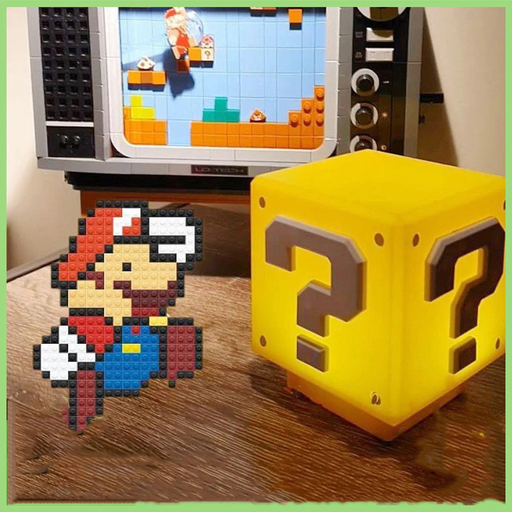 LED Question Mark Night Light Super Mario Bros Games Toy Children Night Light Bedroom Table Lamp USB Charging Kids Birthday Gift