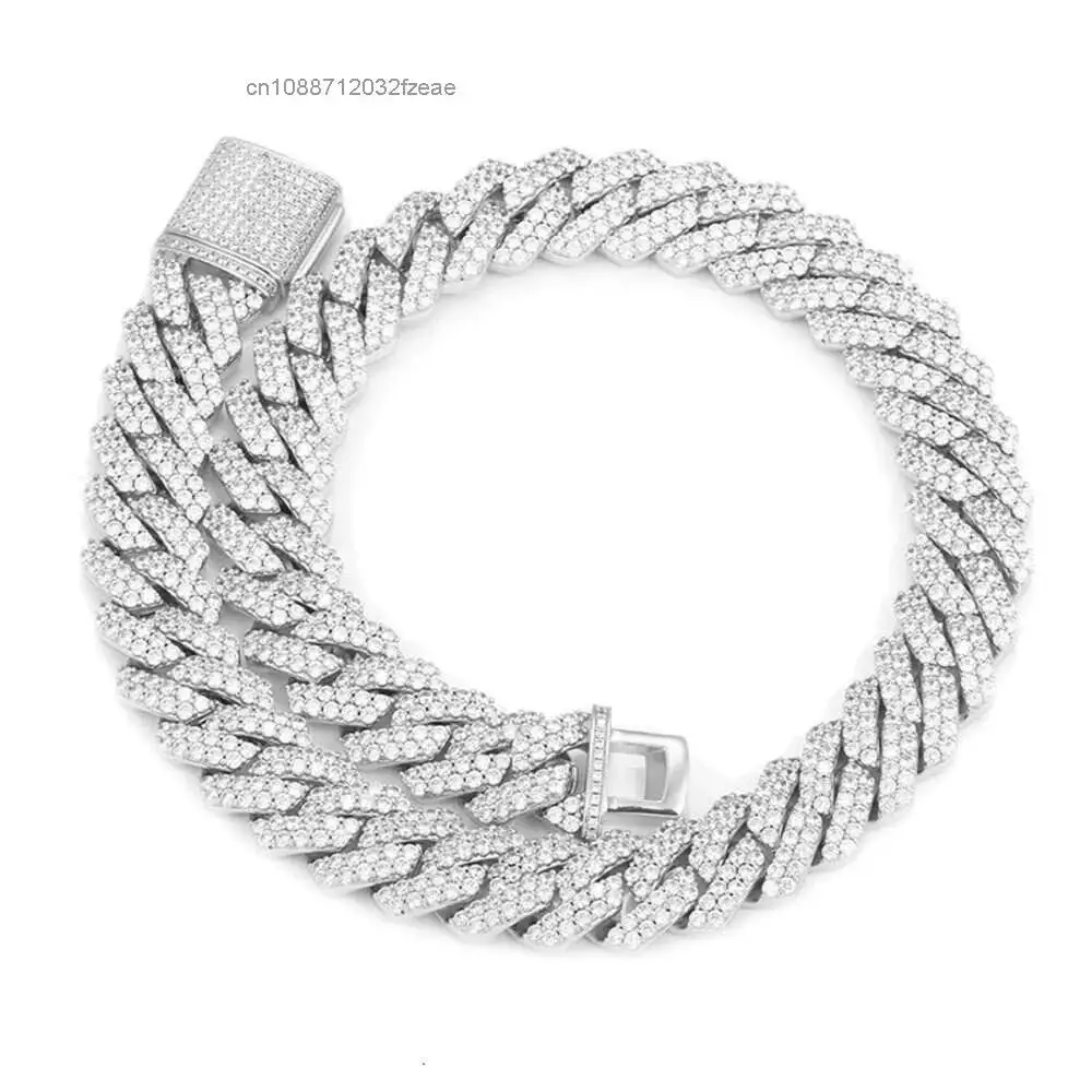Luxury Duyizhao Stock 19mm Full Moissanite Miami Cuban Link Chain Necklace 925 Sterling Silver 18k Gold Luxury Hip Hop Fashion J