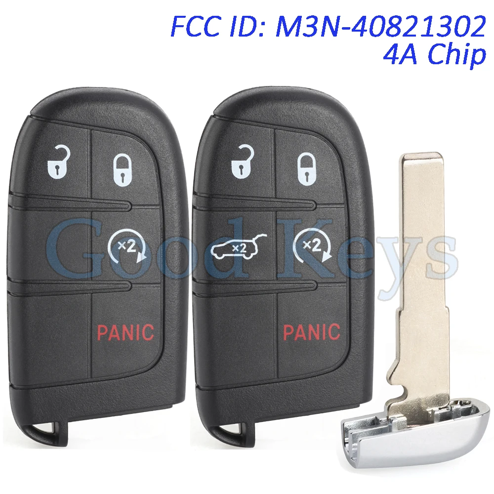 

KEYECU Smart Remote Key Fob 433MHz for Jeep Renegade Compass C-CUV Trailhawk SIP22 M3N-40821302 68250335AB 4A Chip