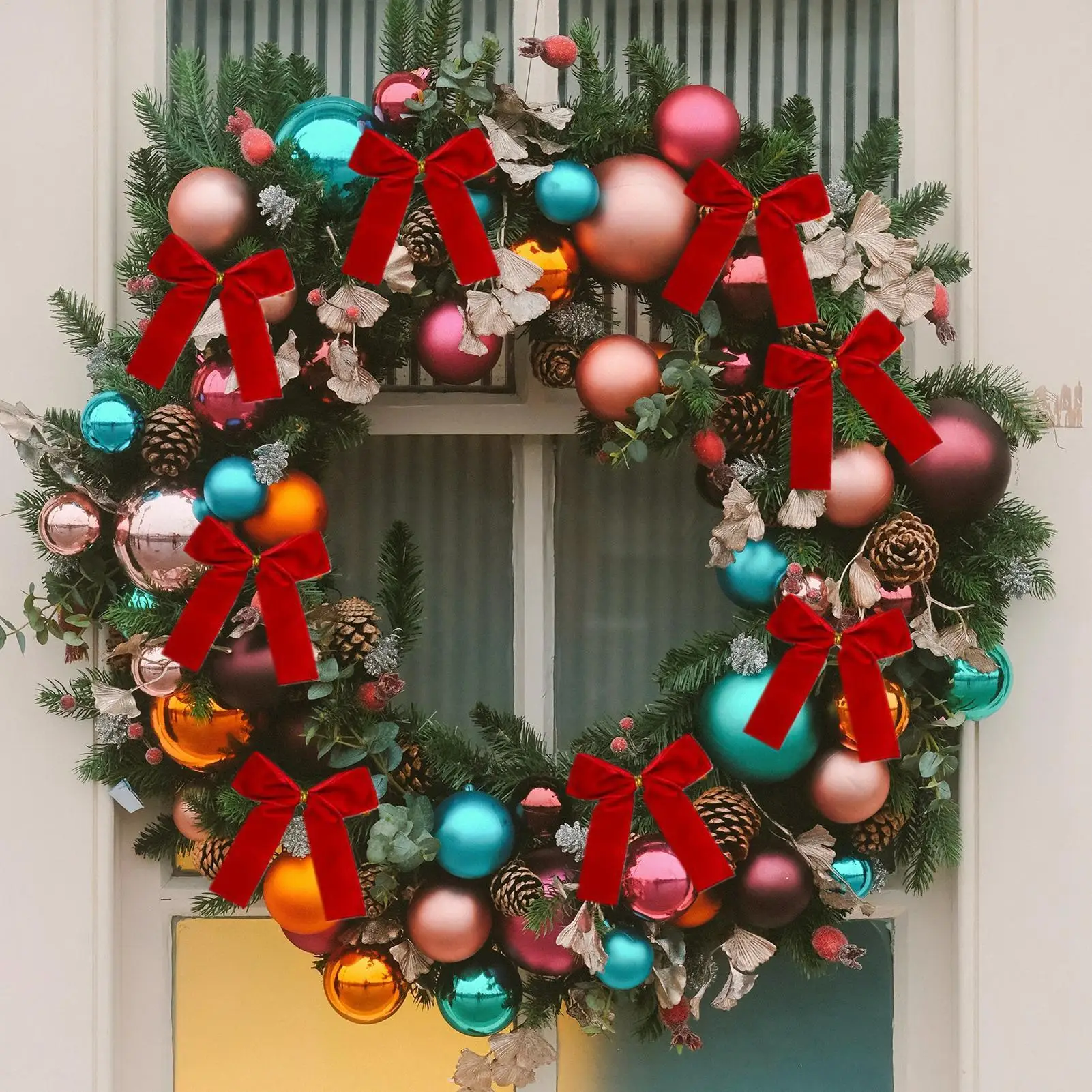 12 Uds. Decoración de lazo de Navidad 8,5 cm Navidad retorcido 8,5 cm lazo de cinta decoración navideña multifuncional lazo de corona de terciopelo