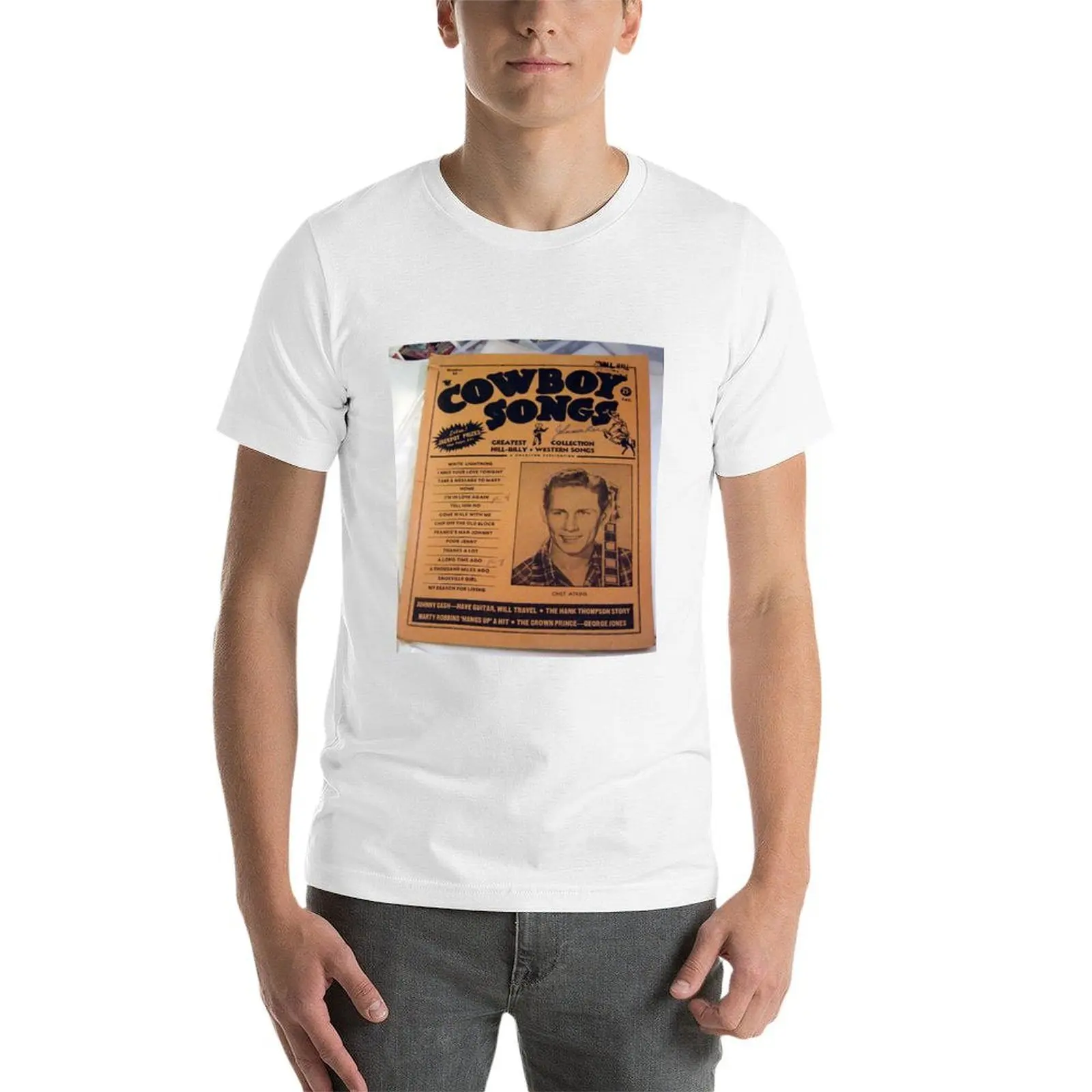 تشيت أتكينز وجيتار، غلاف مجلة الخمسينيات! تي شيرت رجل تي شيرت فاخر تي شيرت للرجل جرافيك خمر تي شيرت