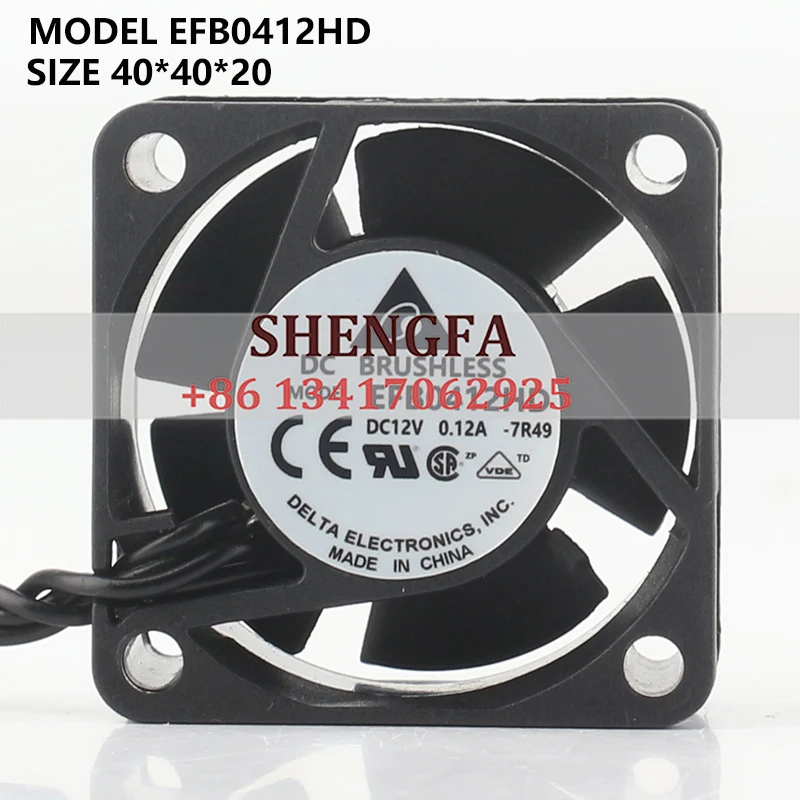 

Delta 24V 48V DC 12V 0.12A AC EC 4020 4CM Speed Switch High air Volume Double Ball Bearing EFB0412HD-7R49 Cooling Fan