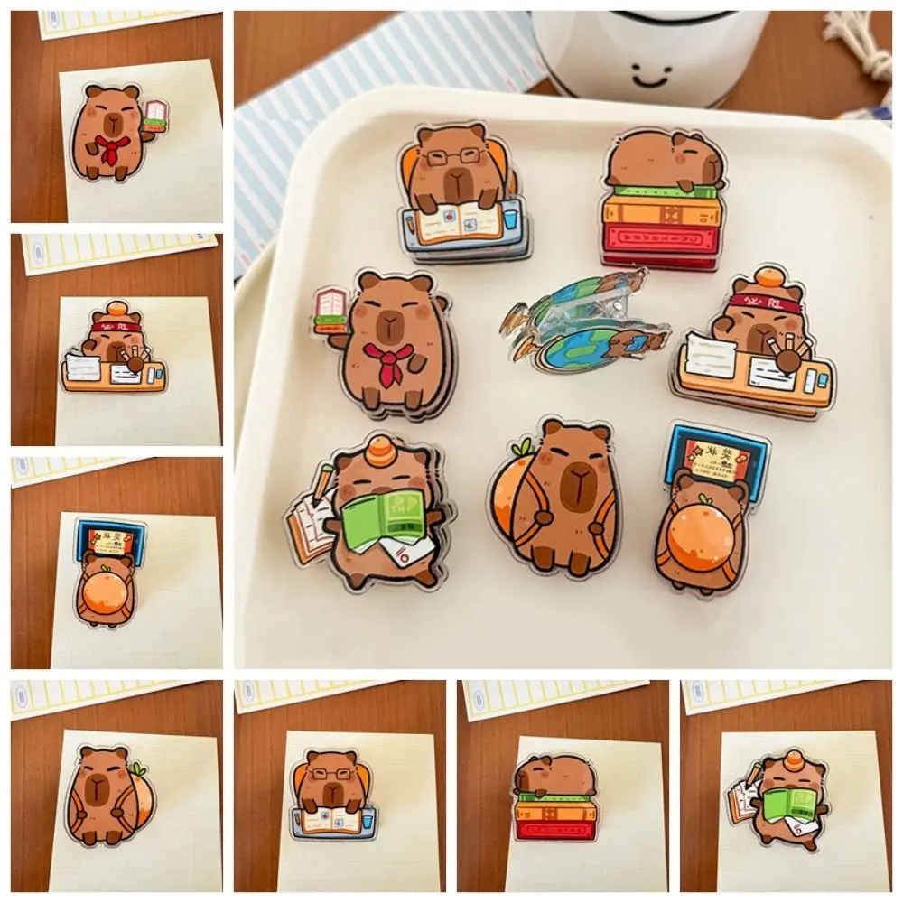 Creative น่ารักกระดาษคลิป Kawaii ตกแต่ง Capybara คลิปอะคริลิคสองด้านน่ารัก Binding Sealing CLAMP Bookmark