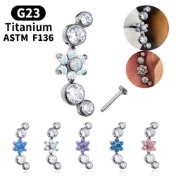 Titanium ASTM F136 Piercing Stud Earrings Flower Helix Tragus Cartilage Body Jewlery Internal Thread Labret Zircon earring row
