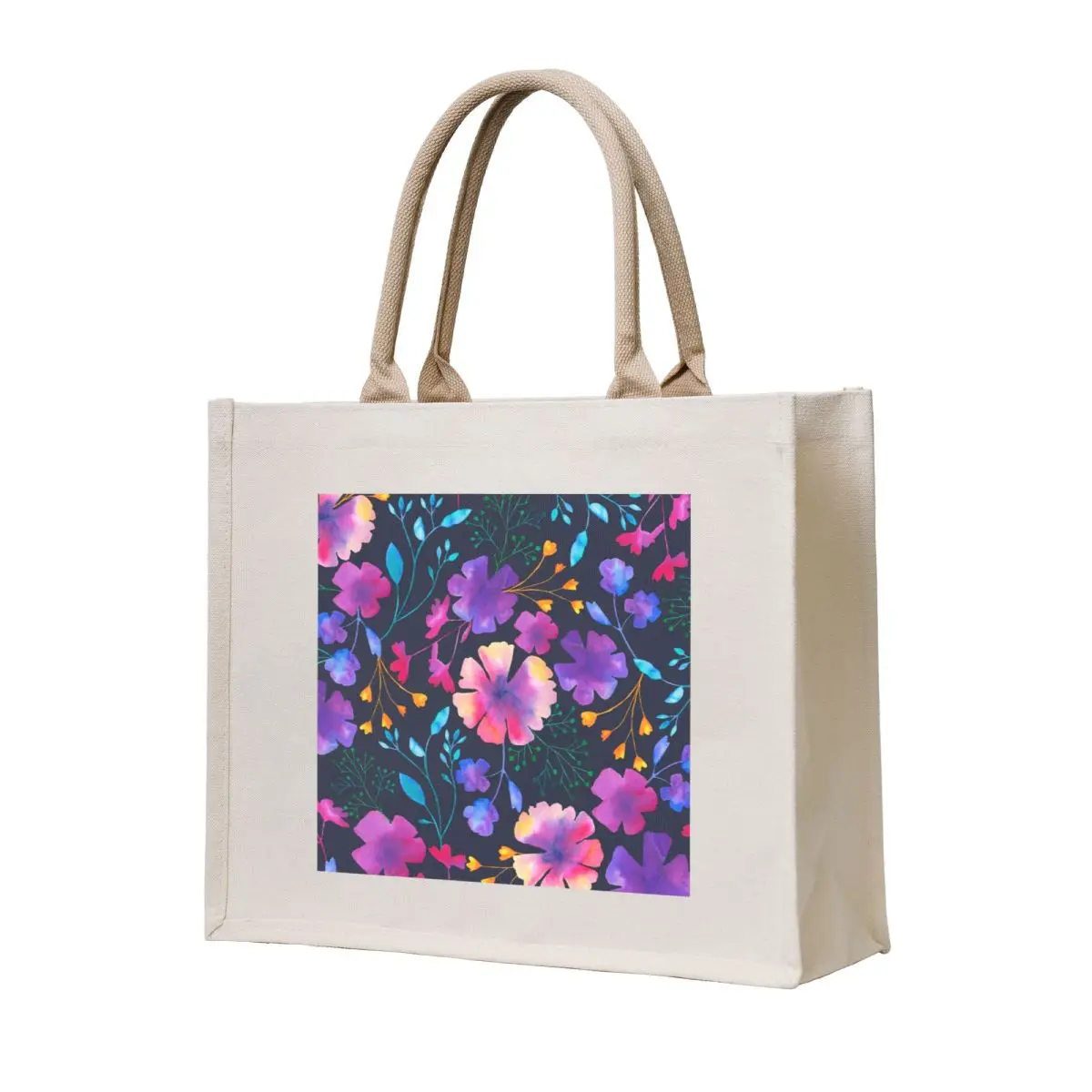 

Fluro Floral Watercolour Flower Pattern Tote Bag Shopper shopper bags Canvas bag tote bag canvas