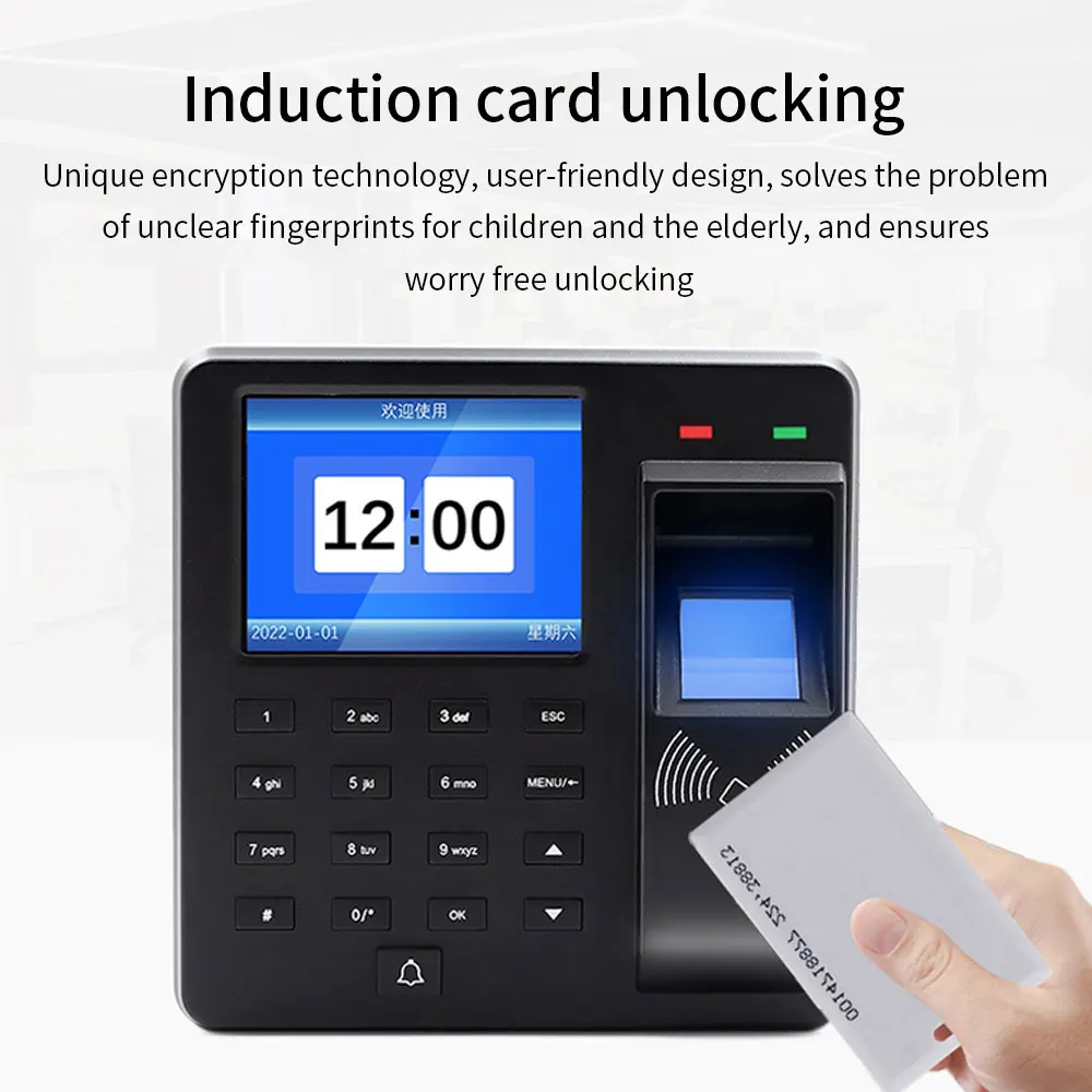 2.4inch Color Screen Display Attendance Machine Fingerprint+Code+Card No need to download software Intelligent Report Generation