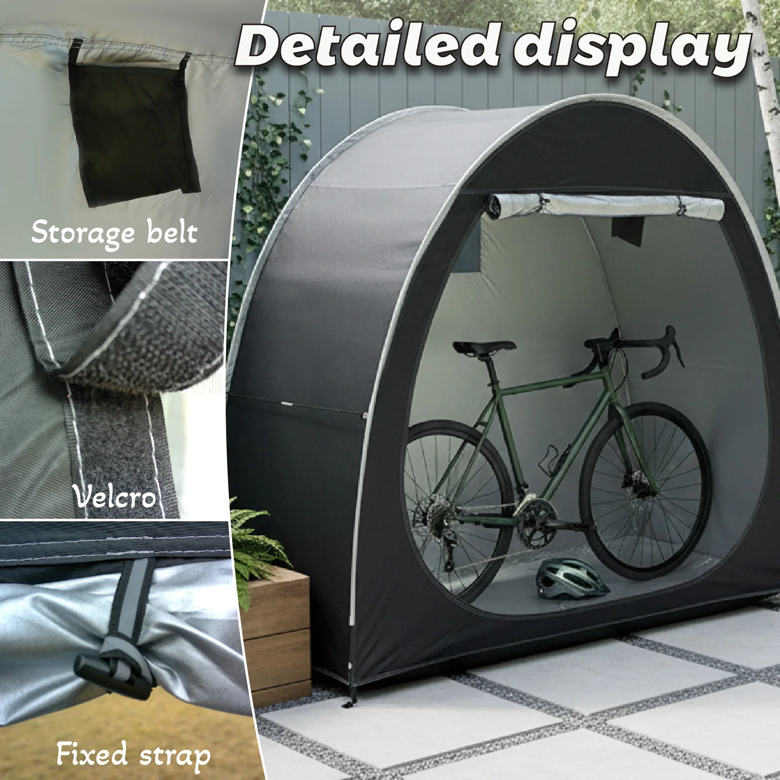 Outdoor Pop‑up Storage Shelter Tent for Motorcycle & Bicycle Ventilated Pop‑up Shed Cover for Backyard Garden Bike Motorbike