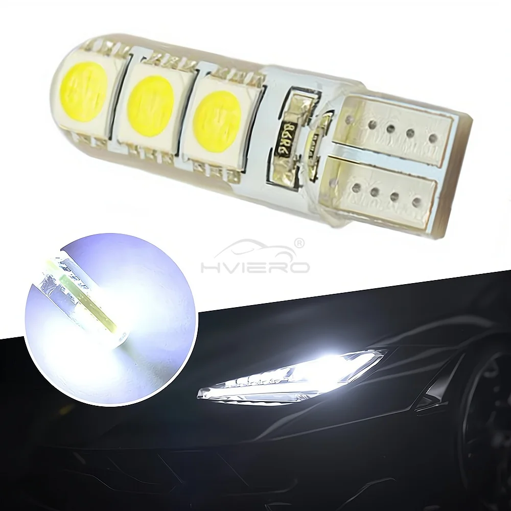 1PCS T10 5050 6SMD White Car LED DC 12V Canbus Silicone Lights Bulb Led Parking Fog Tail Light Auto Waterproof Lamp Modification