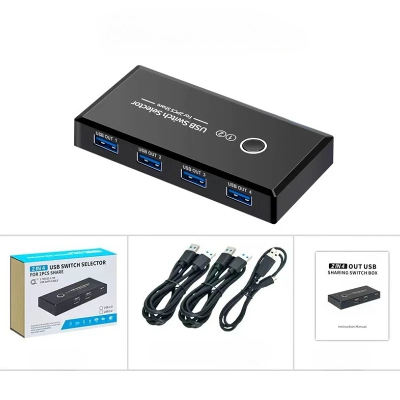 USB KVM Switch USB 3.0 2.0 Switcher KVM Switch for Windows10 PC Keyboard Mouse Printer 2 PCs Sharing 4 Devices USB Switch
