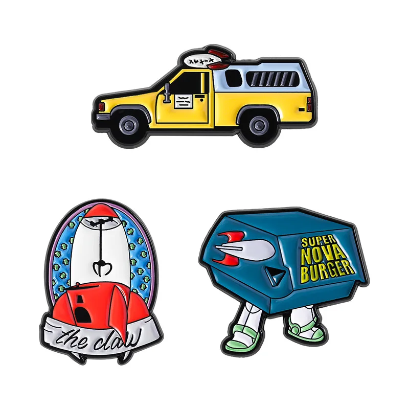 Cartoon Brooch Interesting Car Rocket Shape Metal Badge Small Gift Wholesale Brooches for Clothing Bag Pins and Badges Cap Pin