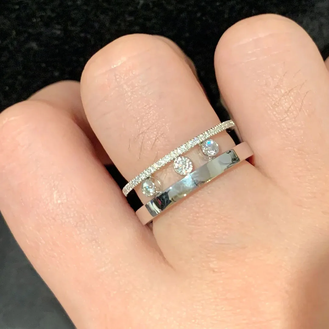 

925 Sterling Silver Hollow Inlaid Women's Jewelry Ring, A Fashionable Holiday Casual Gift.