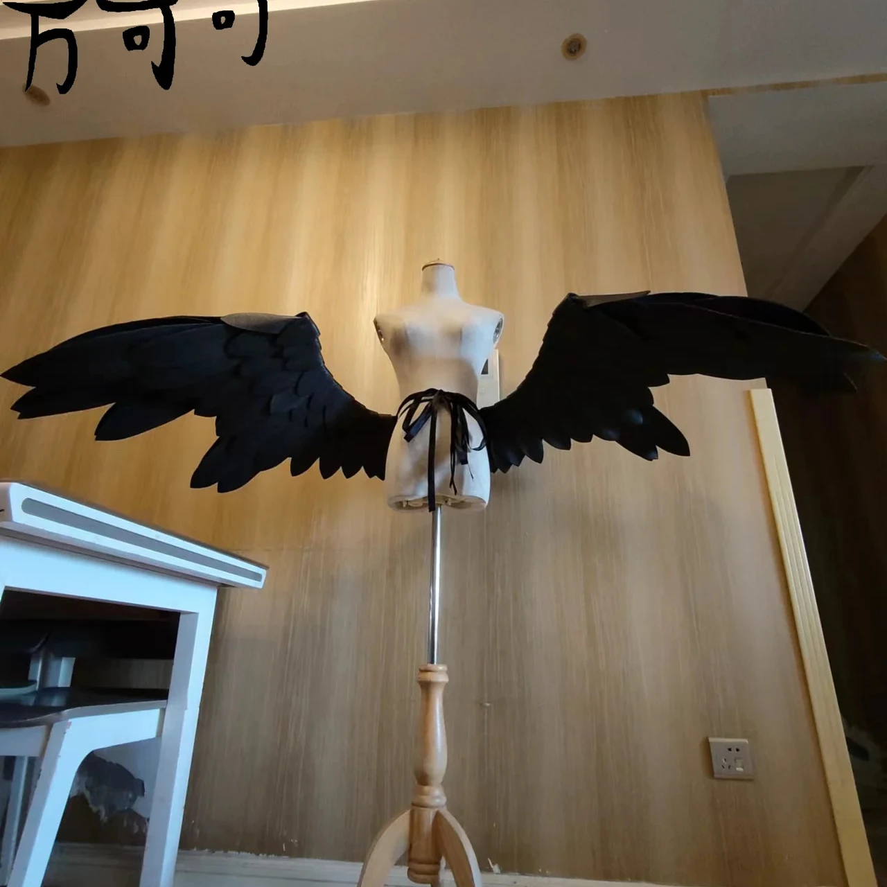 

Large Dark Black Devil Wing Angel Art Photography Props Accessories Black Elf Feather Wings
