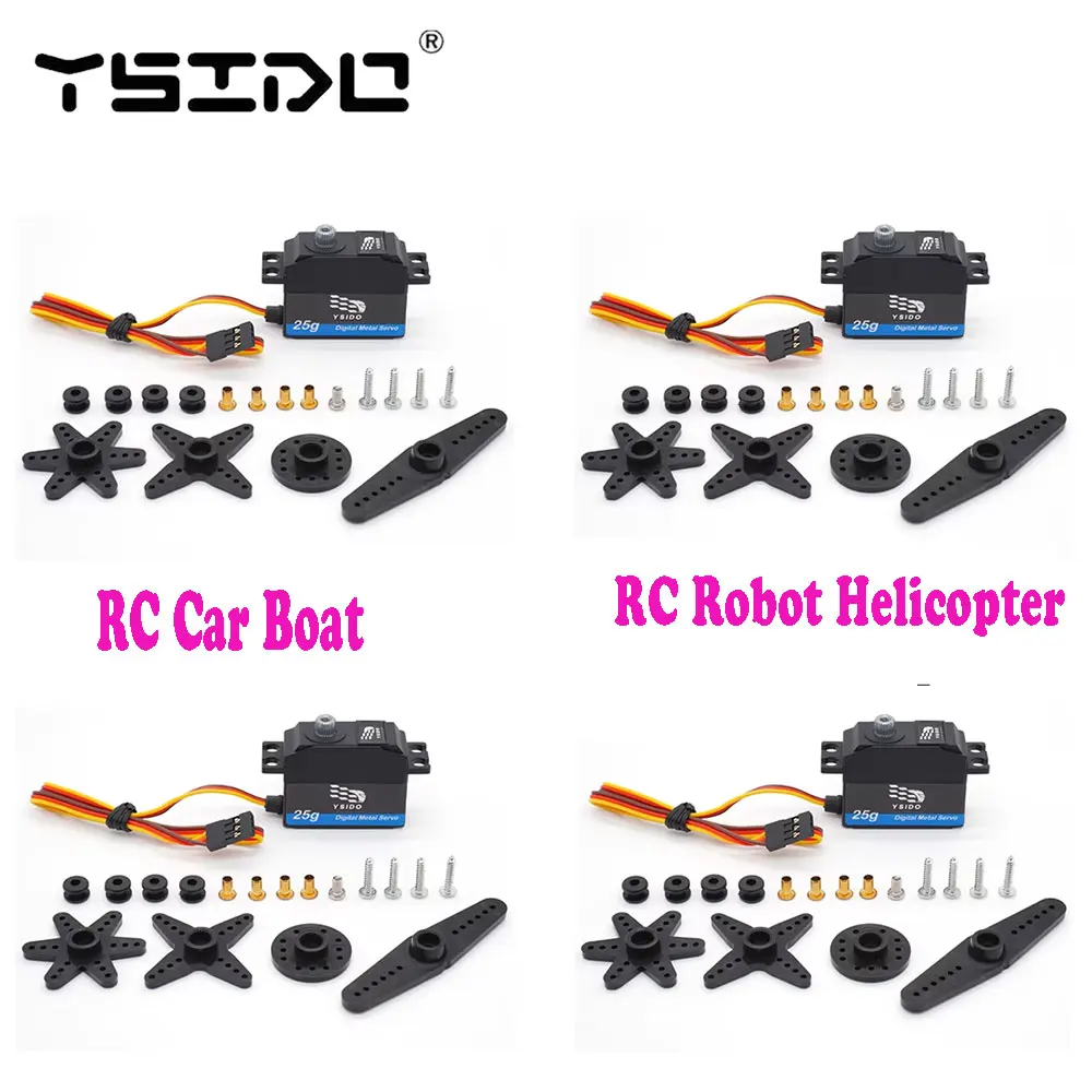 YSIDO 1/2/4PCS RC Digital Servo 25g Metal Teeth Steering Servo Suit 1:10 1:12 RC Crawler Truck Robot Ship Helicopter TRX4 Wltoys