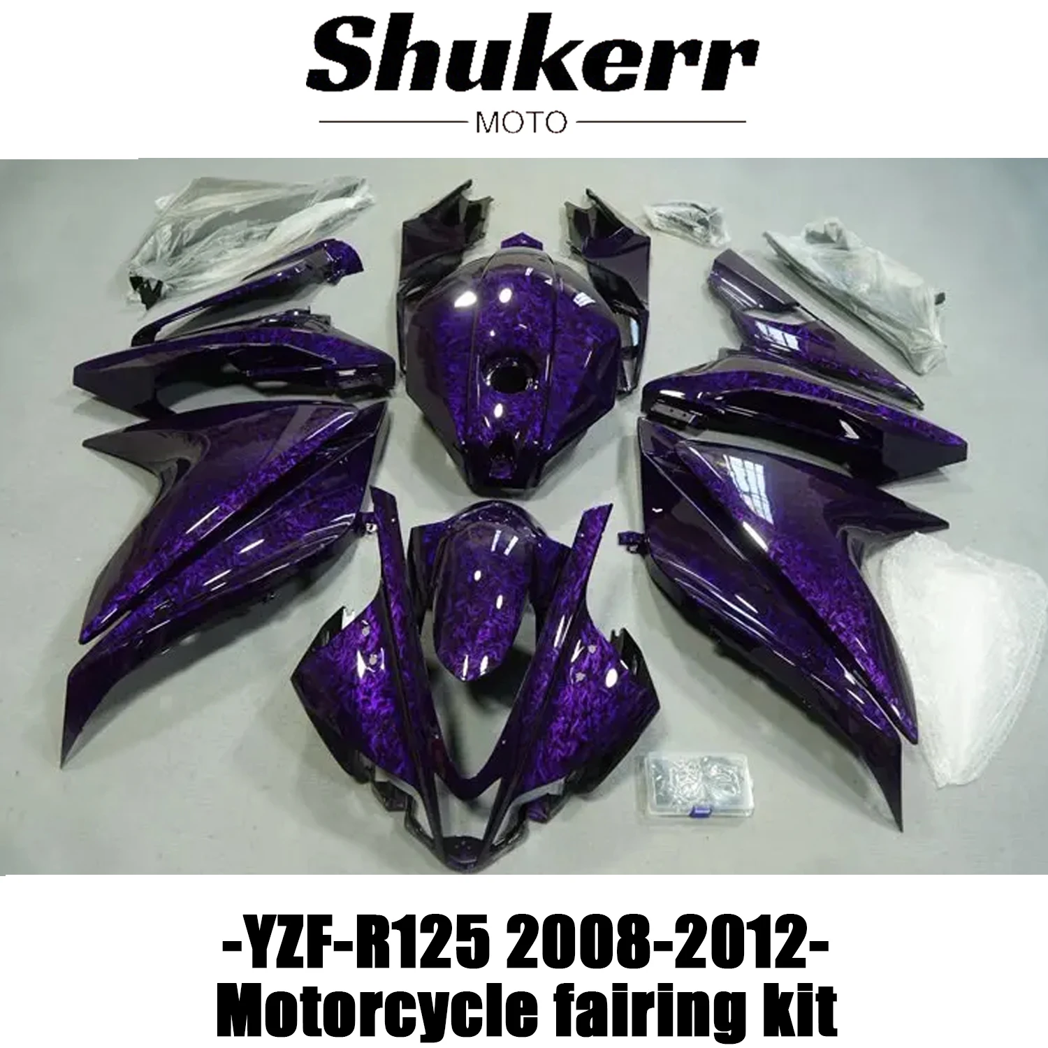 Fit for Yamaha Yzf R125 Yzf-R125 2008-2012 Forged Carbon Fiber Plastics Fairing Kit Injection Mold Bodywork Panel Kit Purple