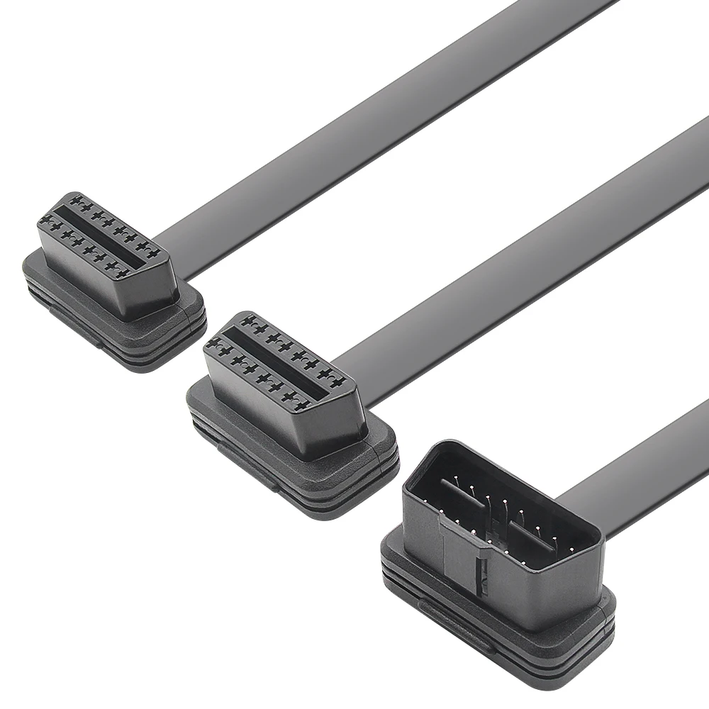 30CM OBD2 Y Splitter Cable 16PIN Male to Dual Female Flat Thin Noodle Line for ELM327 Scanner Extension Adapter
